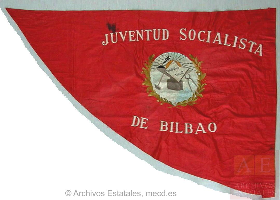 Bandera de la Juventud Socialista de Bilbao que se conserva en el Centro Documental de la Memoria Histórica