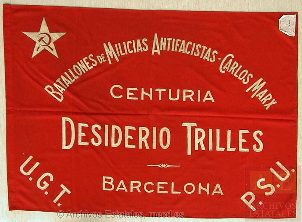 Bandera de la Centuria Desiderio Trilles que se conserva en el Centro Documental de la Memoria Histórica