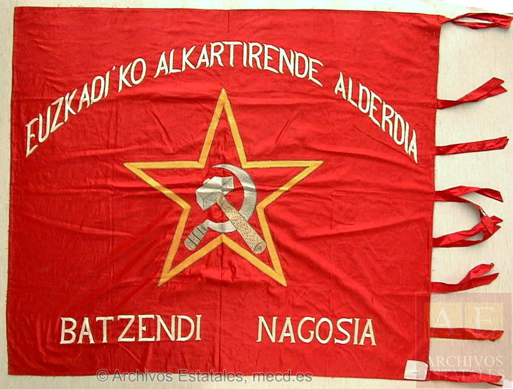 Bandera del Comité Central del Partido Comunista de Euzkadi que se conserva en el Centro Documental de la Memoria Histórica