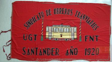 Bandera del Sindicato de Obreros Tranviarios de Santander de la UGT que se conserva en el Centro Documental de la Memoria Histórica