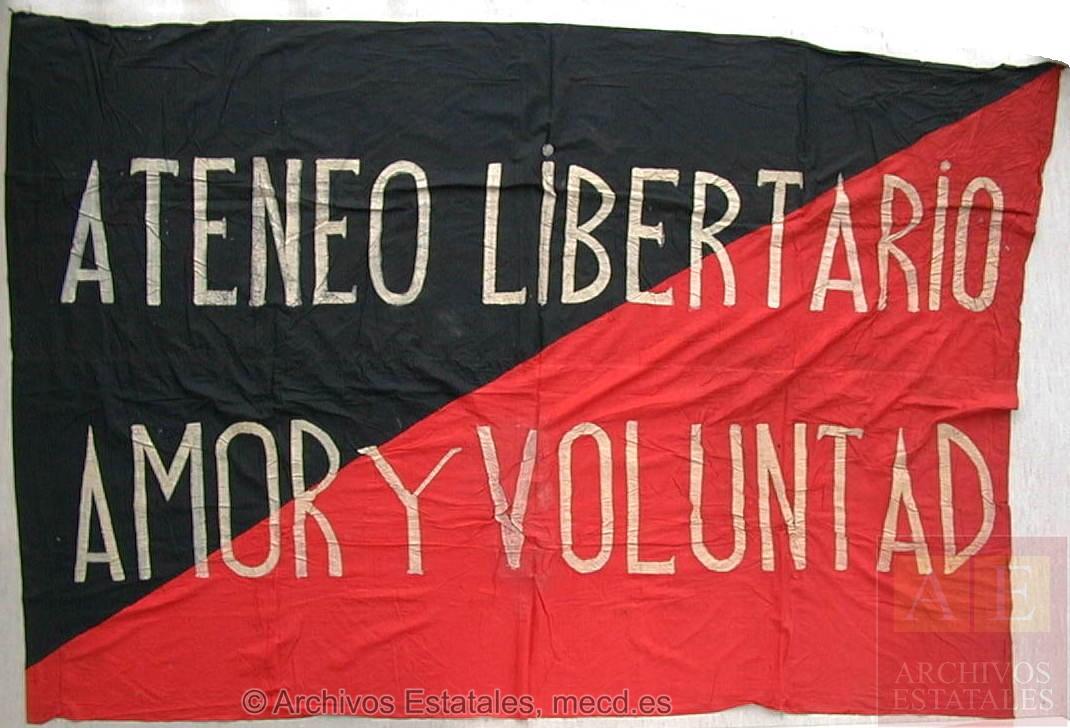 Bandera del Ateneo Libertario Amor y Voluntad que se conserva en el Centro Documental de la Memoria Histórica