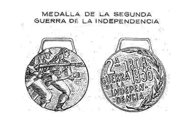 Dibujo de la Medalla de la Segunda Guerra de La Independencia