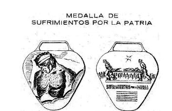 Dibujo de la Medalla de Sufrimientos por la Patria republicana